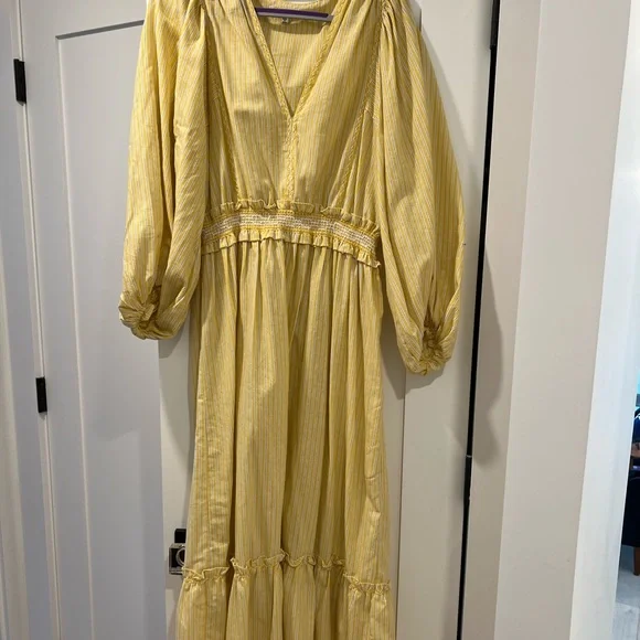 Yellow Striped Women's Dress - Picture 2 of 2